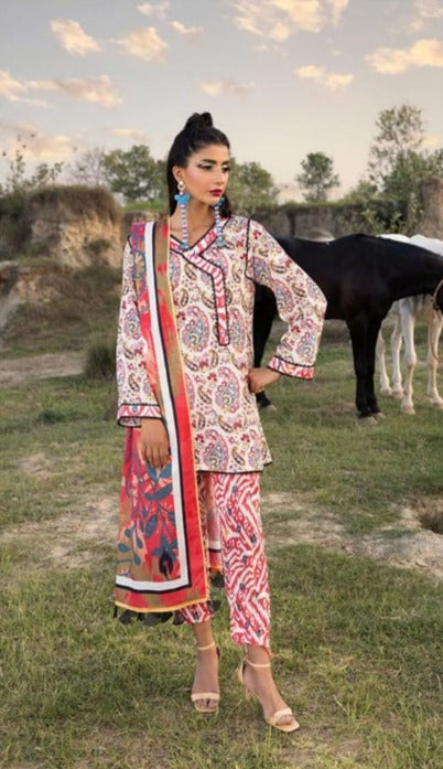 3 Pcs Unstitched Lawn
