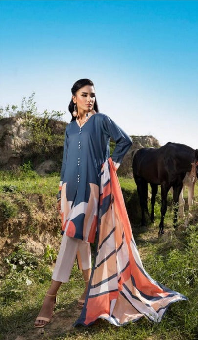 3 Pcs Unstitched Lawn
